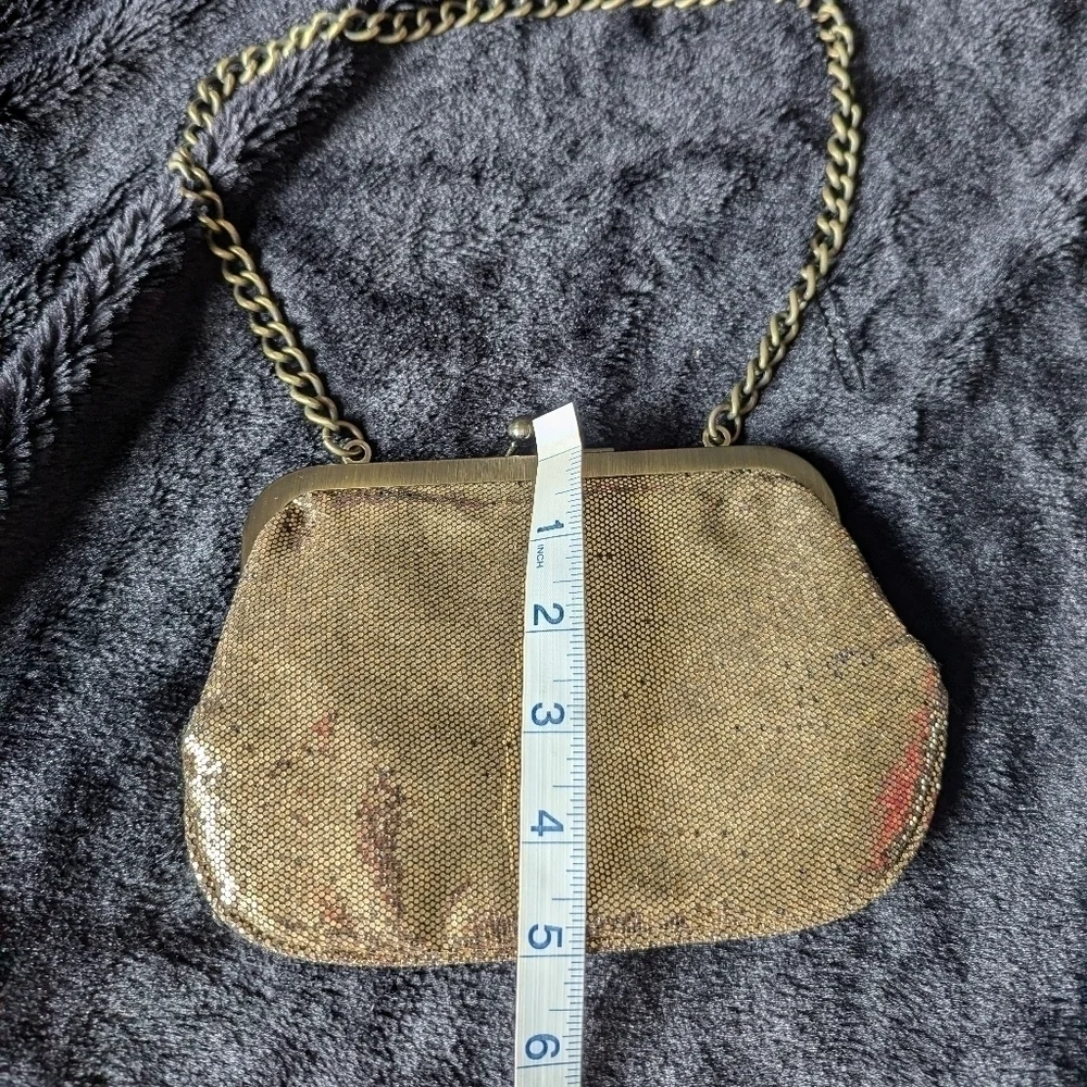 EUC Gold Shine Express Purse/Clutch w/ Attached Strap
